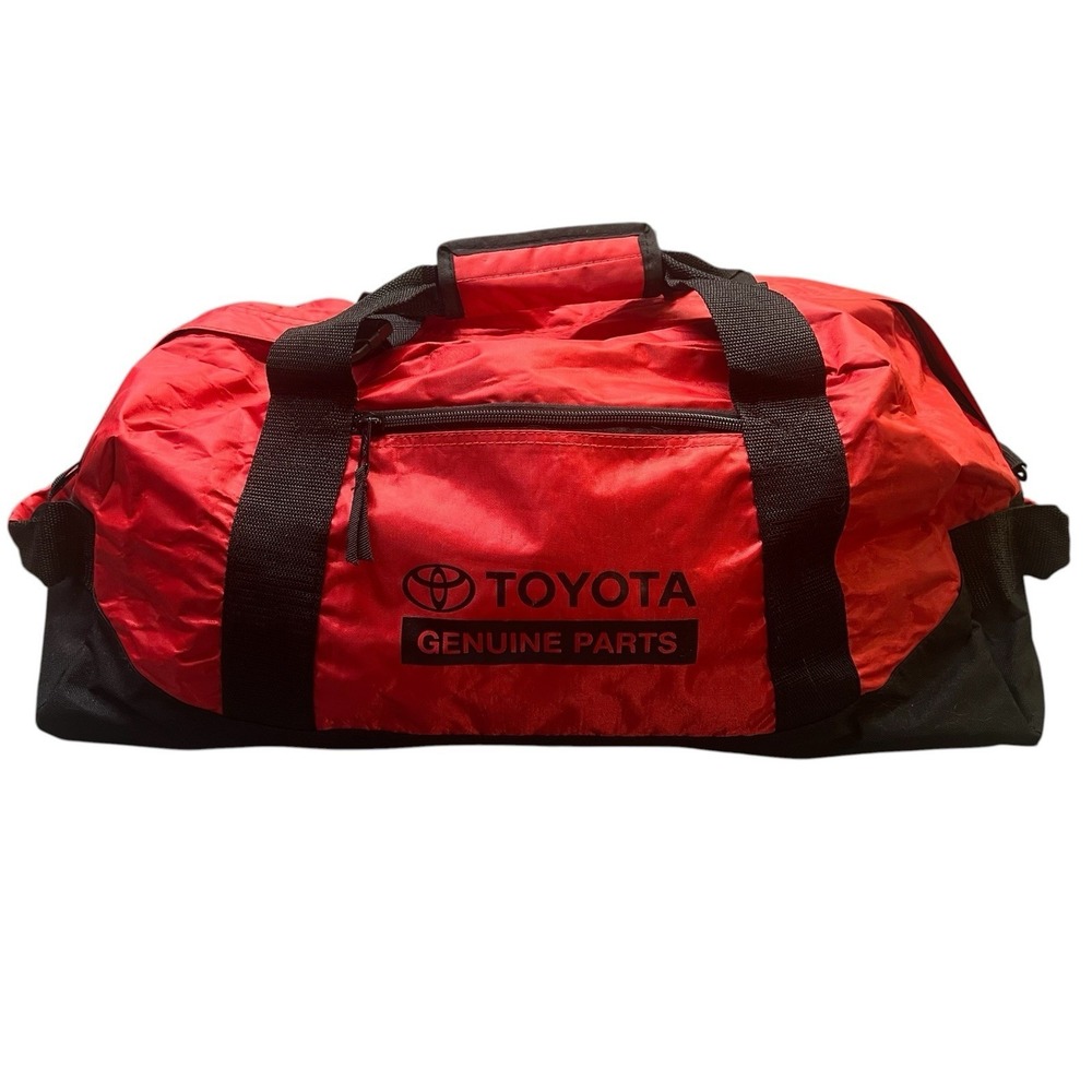 Vintage Toyota Genuine Parts Duffel Bag Red Travel Gym Shoulder Weekend OEM TRD